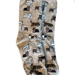 Brown and White Casual Socks with Playful Dog Pattern